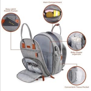 NEW Diaper Backpack Unisex Gray